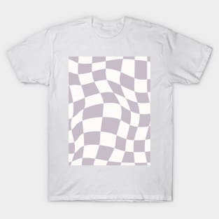 Retro Funky Checkered Pattern Violet Purple Warped Check Board T-Shirt